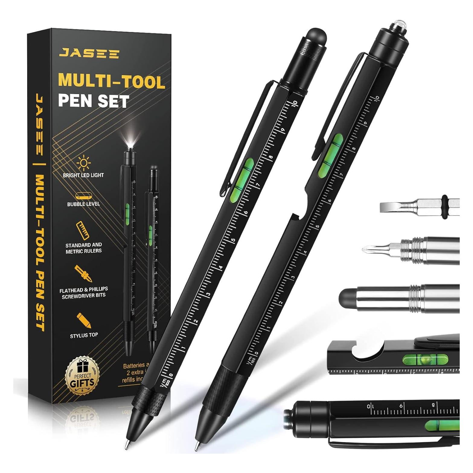 Bolígrafo Multiherramienta Jasee 9 en 1 con LED y Estilógrafo