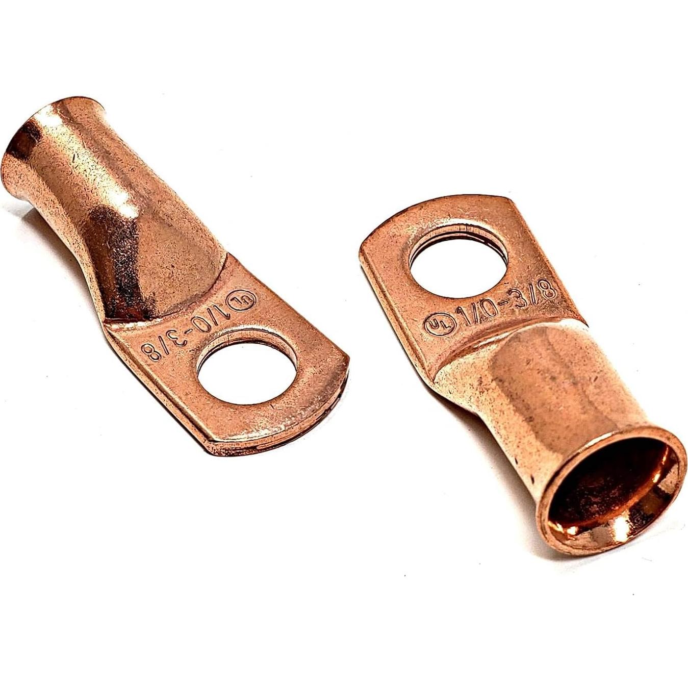 10pcs Terminales de Anillo de Cobre Puro 1/0 Calibre 9.53mm