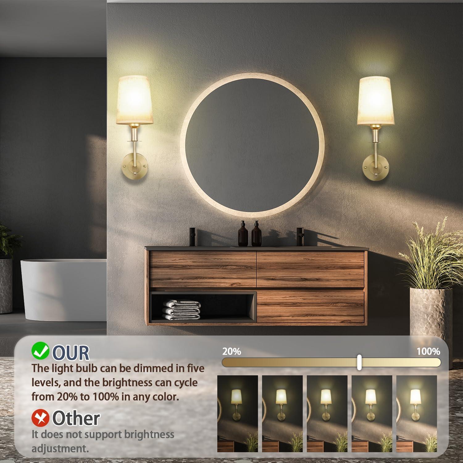 Aplique de Pared Inalámbrico Dorado L015D con Luz RGB