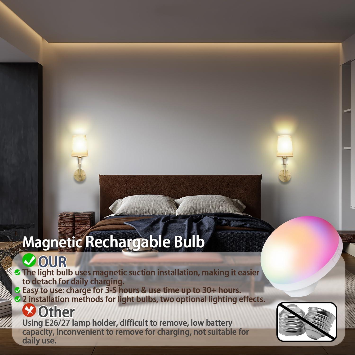 Aplique de Pared Inalámbrico Dorado L015D con Luz RGB