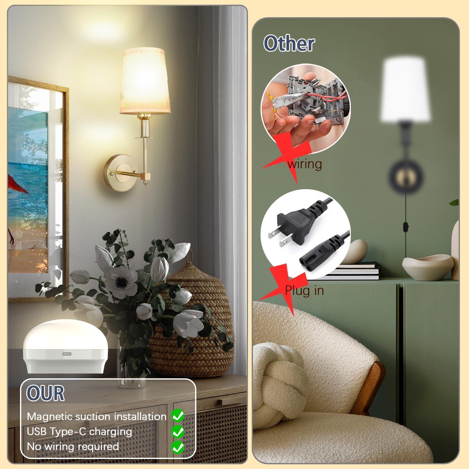 Aplique de Pared Inalámbrico Dorado L015D con Luz RGB