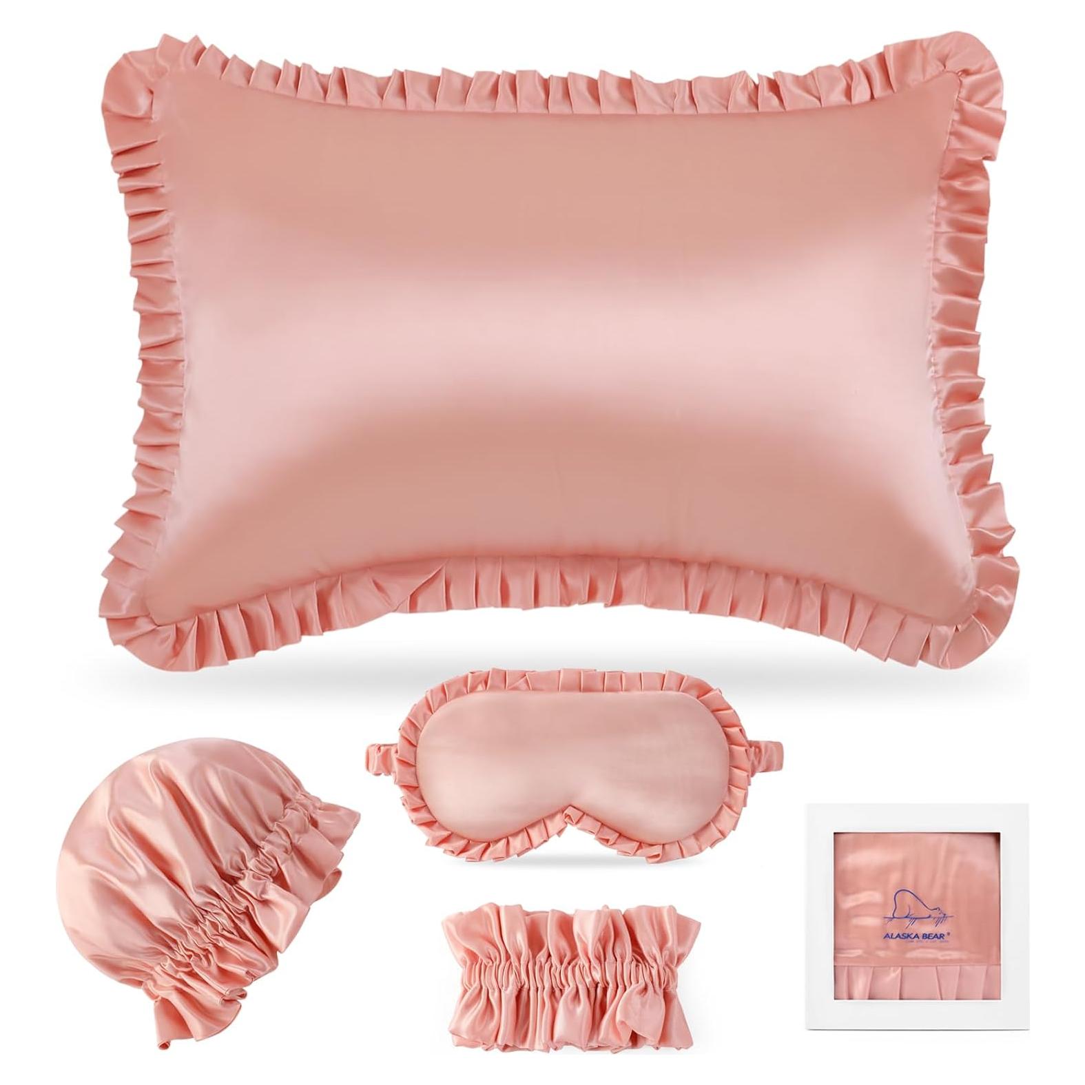 Set de Sueño de Belleza ALASKA BEAR 4 Piezas Seda Reina Rosa