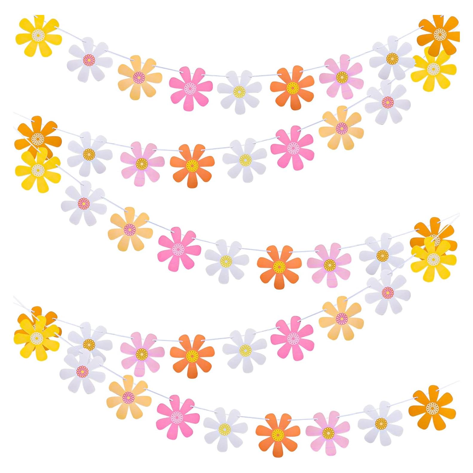 Juego de 5 Banderas de Margarita Boho Augisteen 3m Decorativas