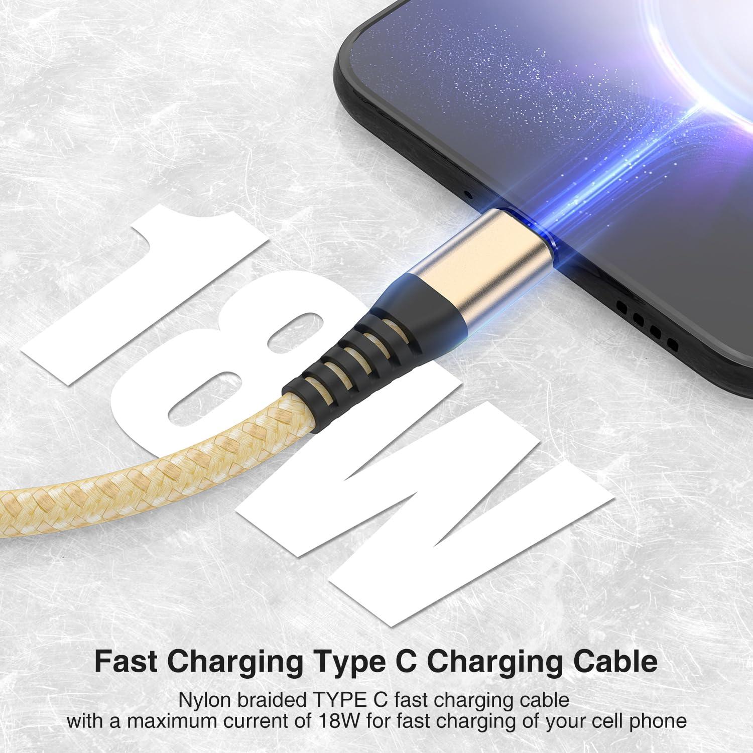 Paquete de 5 Cables USB Tipo C 0.3M Dorado Carga Rápida