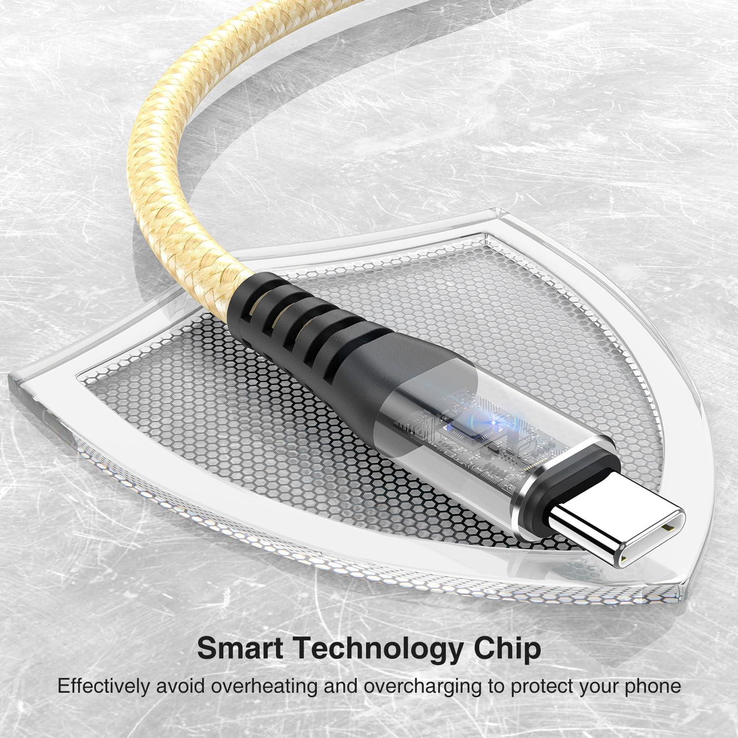 Paquete de 5 Cables USB Tipo C 0.3M Dorado Carga Rápida