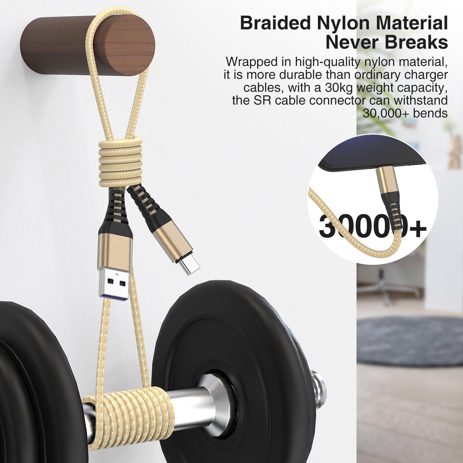 Paquete de 5 Cables USB Tipo C 0.3M Dorado Carga Rápida