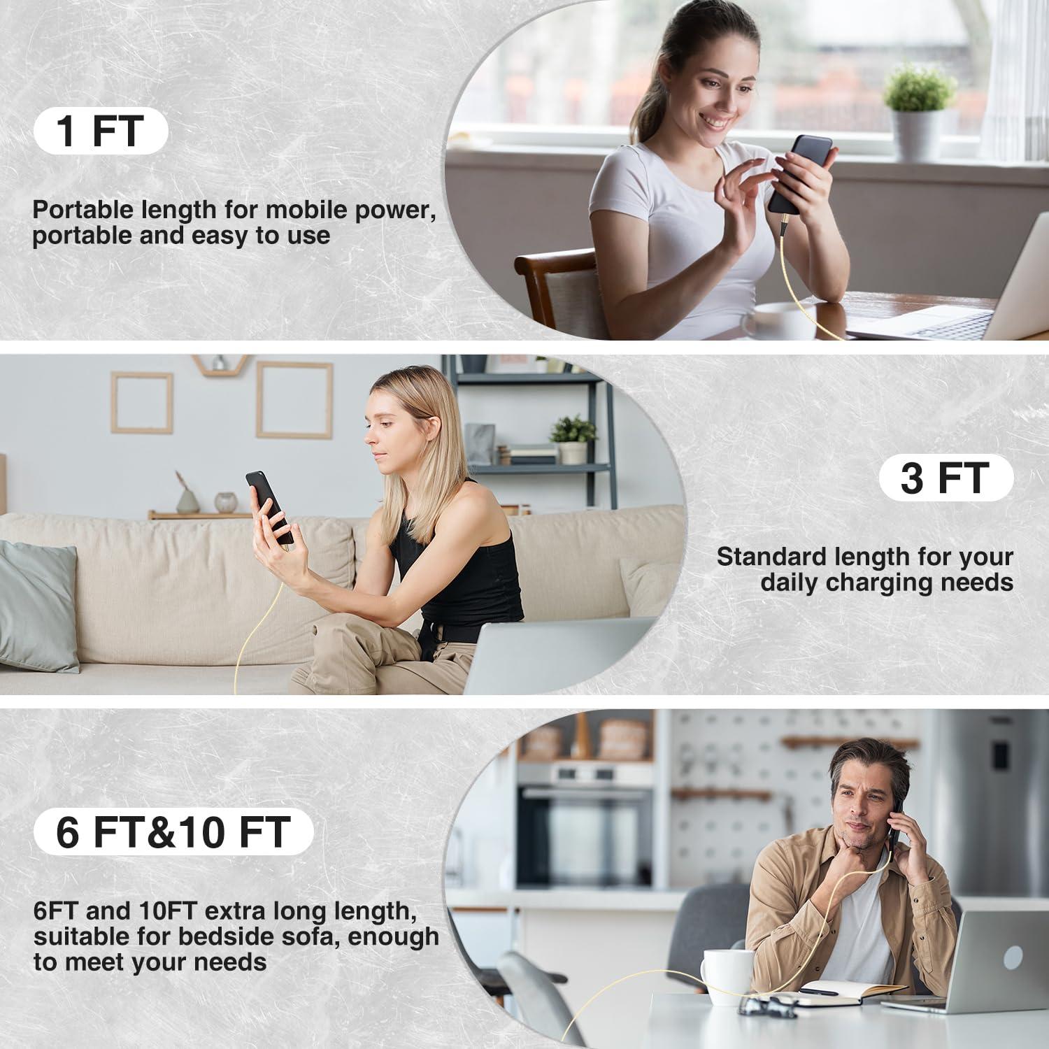 Paquete de 5 Cables USB Tipo C 0.3M Dorado Carga Rápida