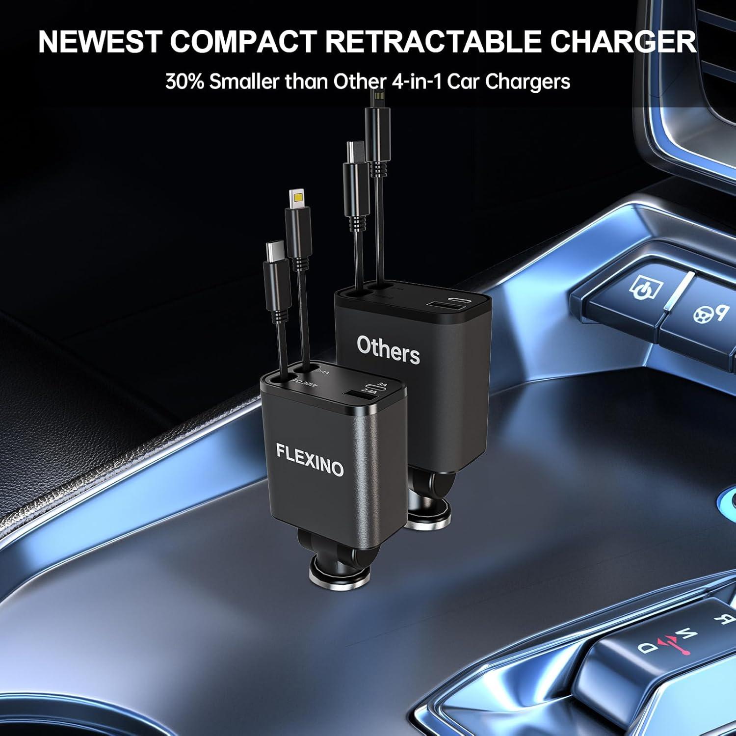 Cargador de coche Flexino 4 en 1 USB C 69W para iPhone 16