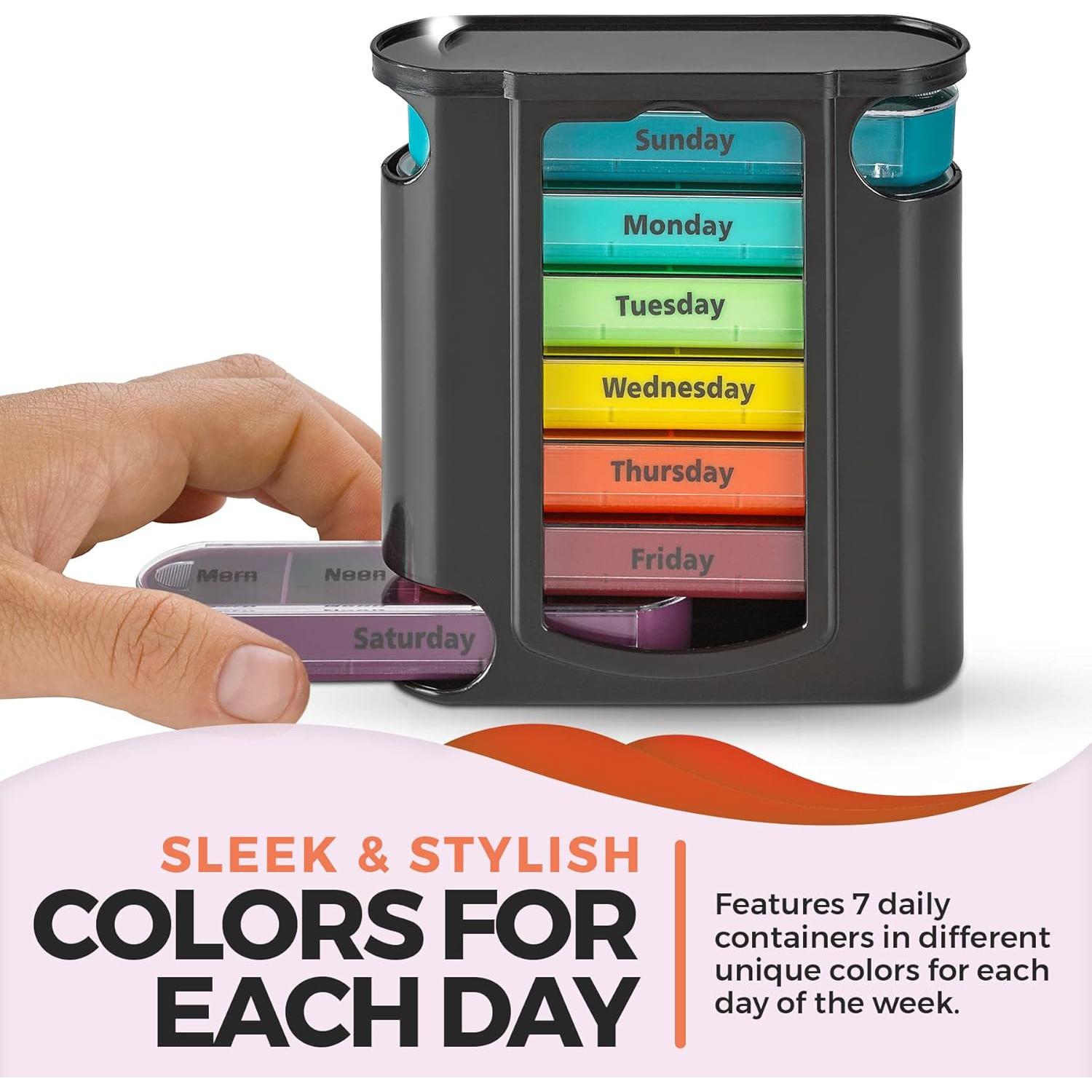 Organizador Semanal de Pastillas MEDca, 7 Compartimentos Apilables