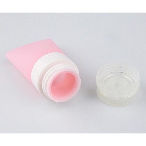 Set de 3 Botellas de Silicona Rosa 60ml Reutilizables para Viaje