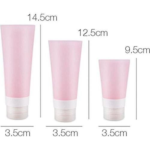 Set de 3 Botellas de Silicona Rosa 60ml Reutilizables para Viaje