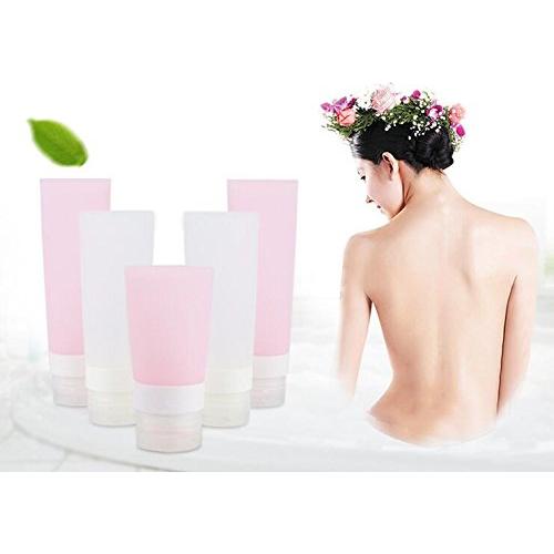 Set de 3 Botellas de Silicona Rosa 60ml Reutilizables para Viaje