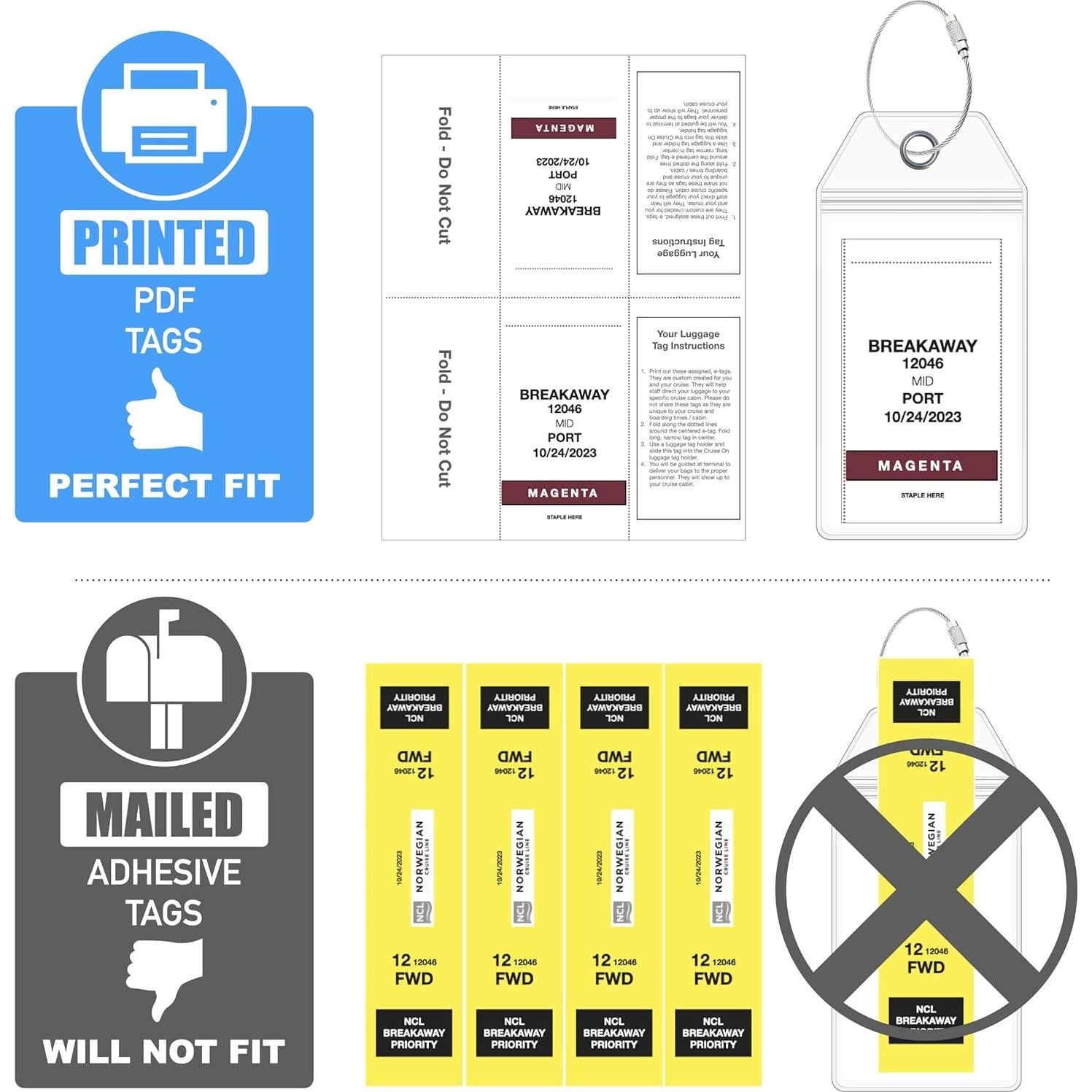 Portaetiquetas de Equipaje Cruise On NCL - Paquete de 4, Impermeables