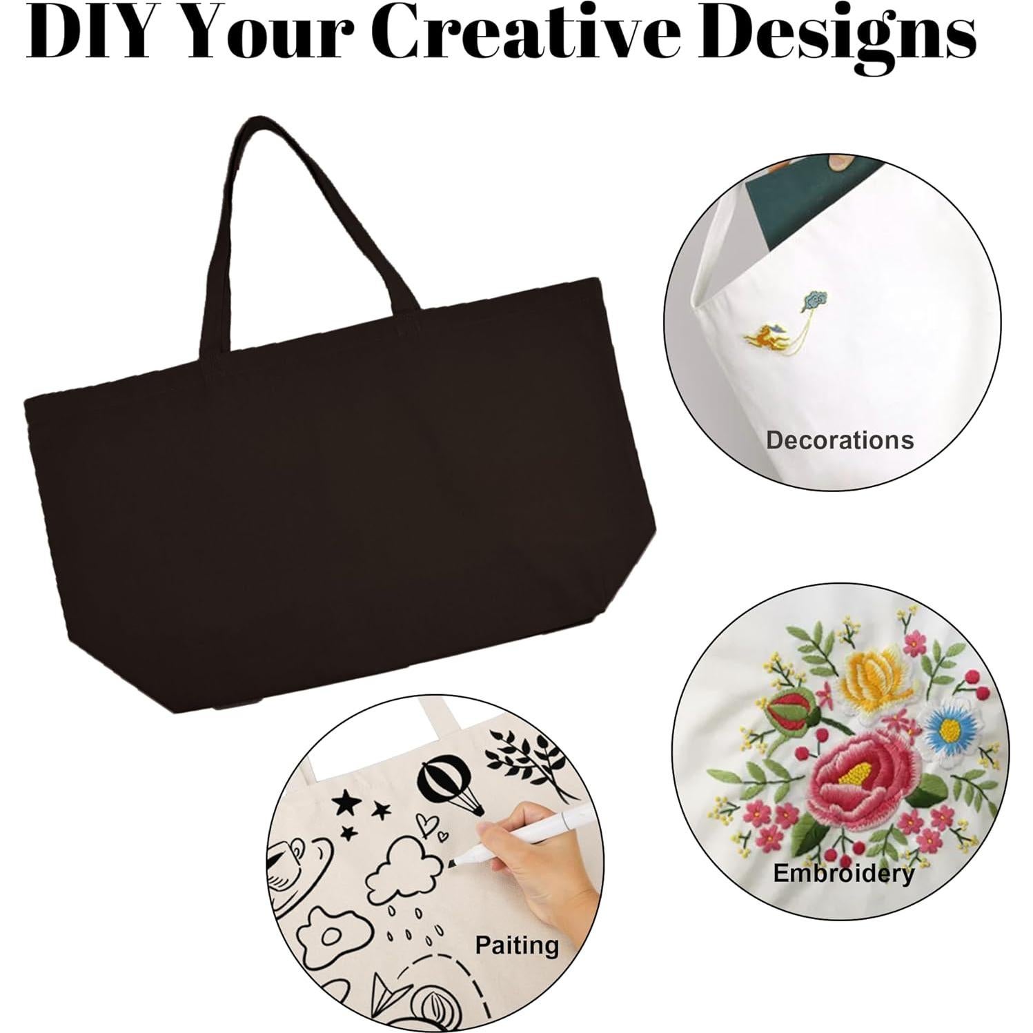 Bolsa de Lona Grande Ghsiuly Reutilizable 68.6x39.4cm Negra