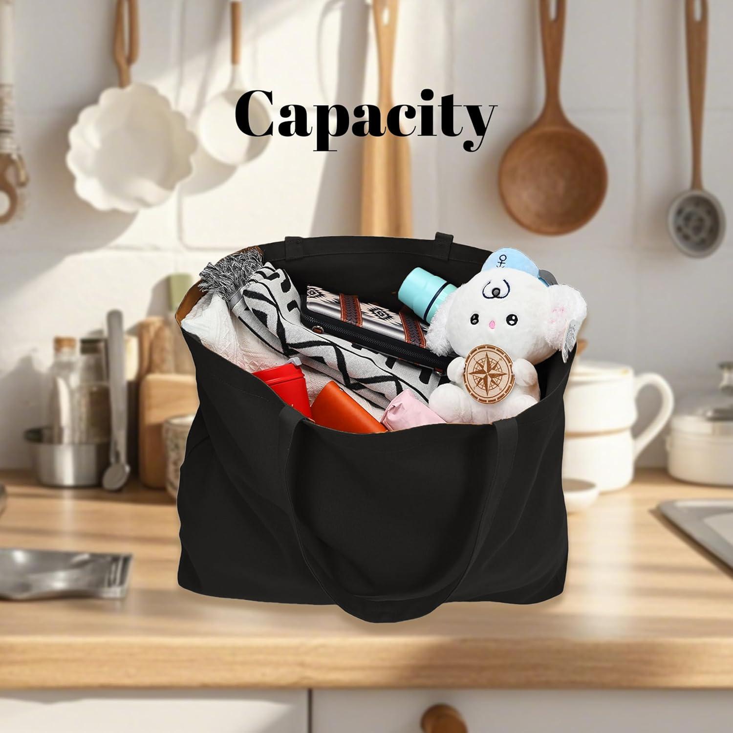 Bolsa de Lona Grande Ghsiuly Reutilizable 68.6x39.4cm Negra