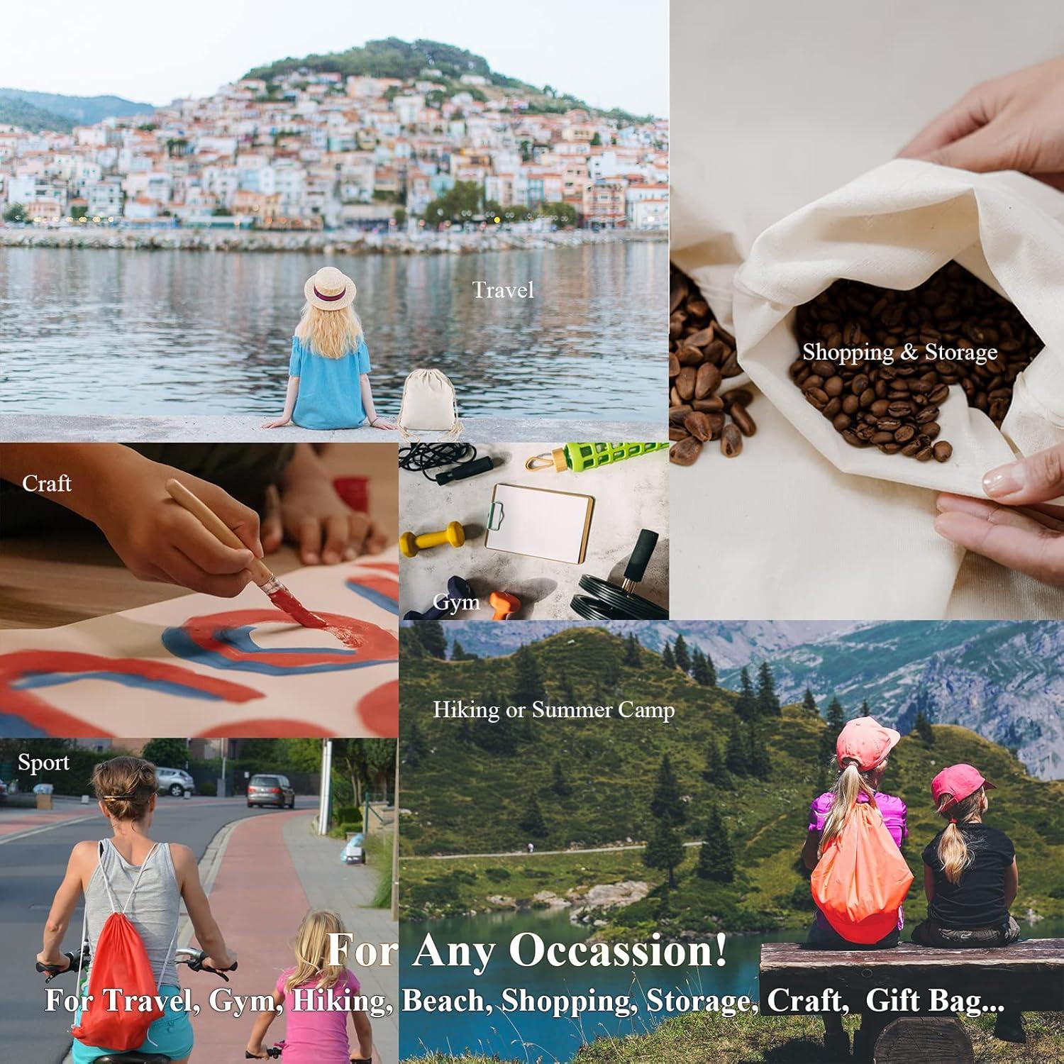 Mochila de Cuerda de Lienzo de Algodón Pack de 2 - Negro