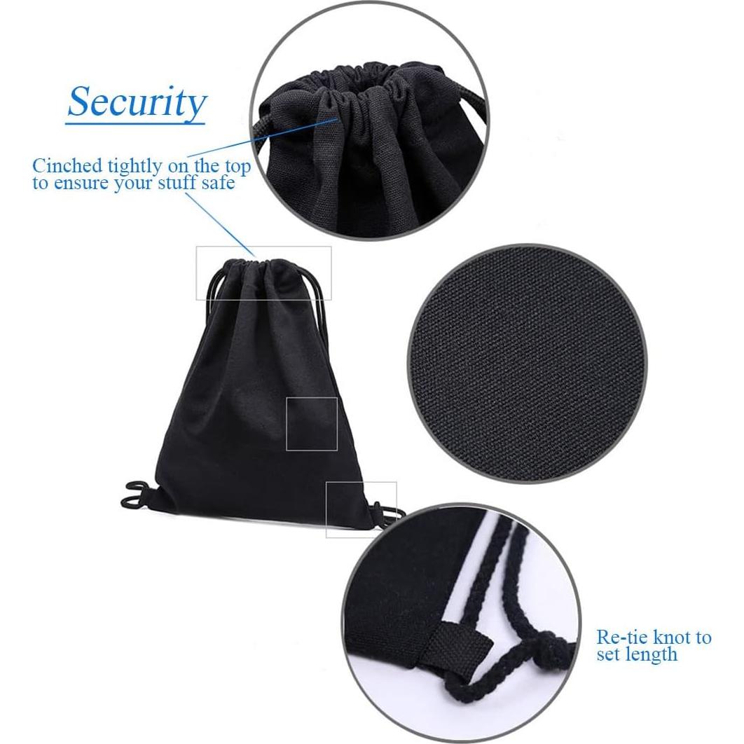 Mochila de Cuerda de Lienzo de Algodón Pack de 2 - Negro