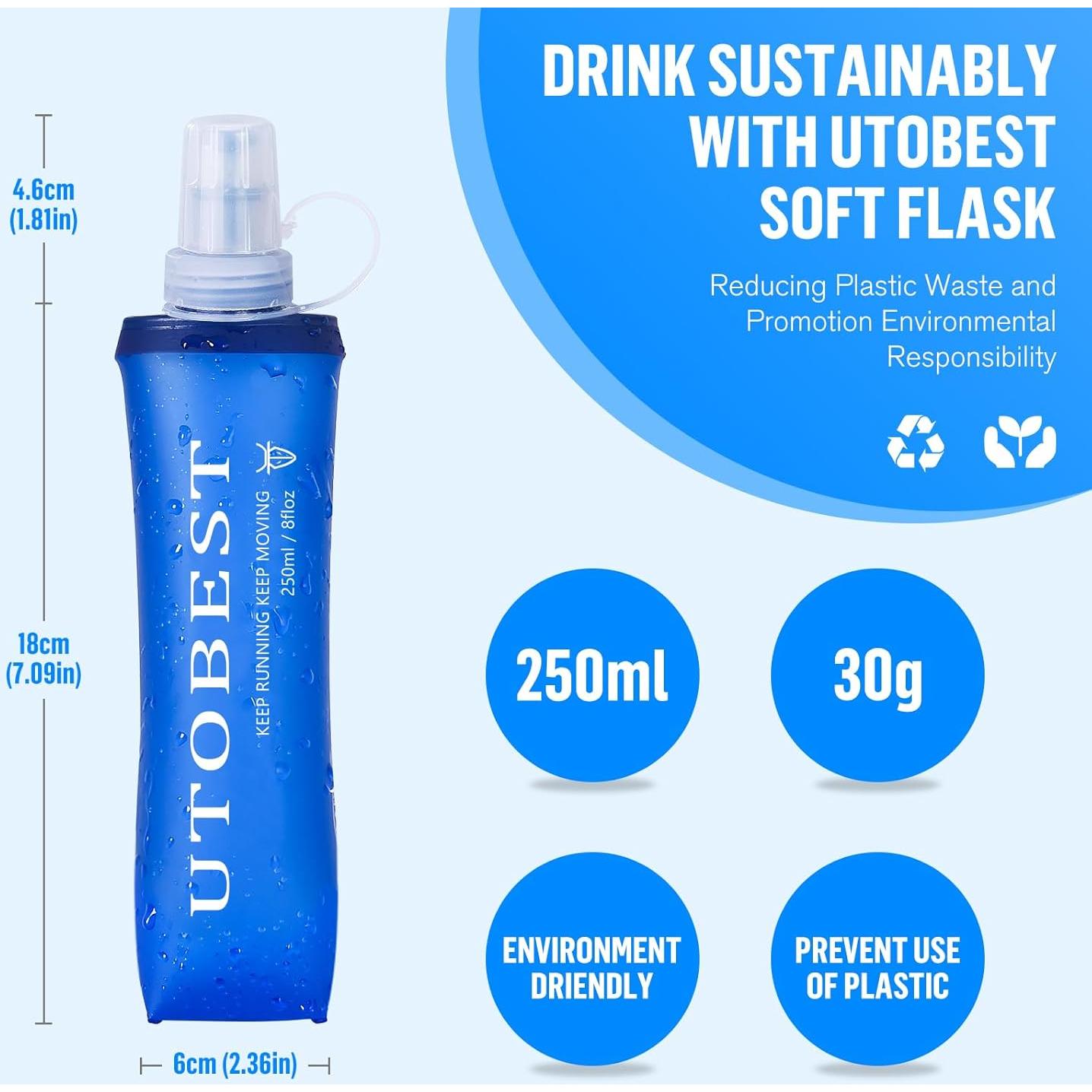 Botellas Suaves UTOBEST 250 ml Plegables para Correr - 2 Piezas