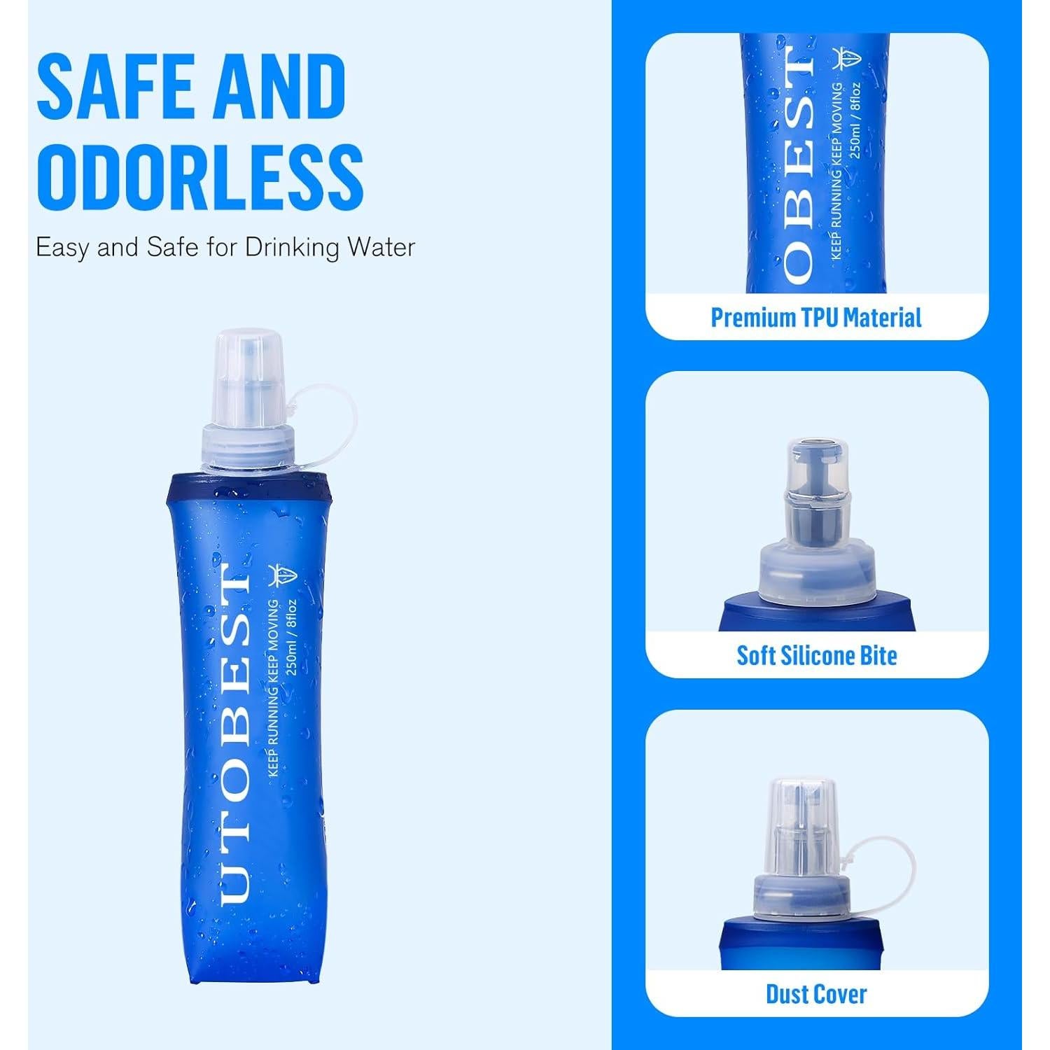 Botellas Suaves UTOBEST 250 ml Plegables para Correr - 2 Piezas