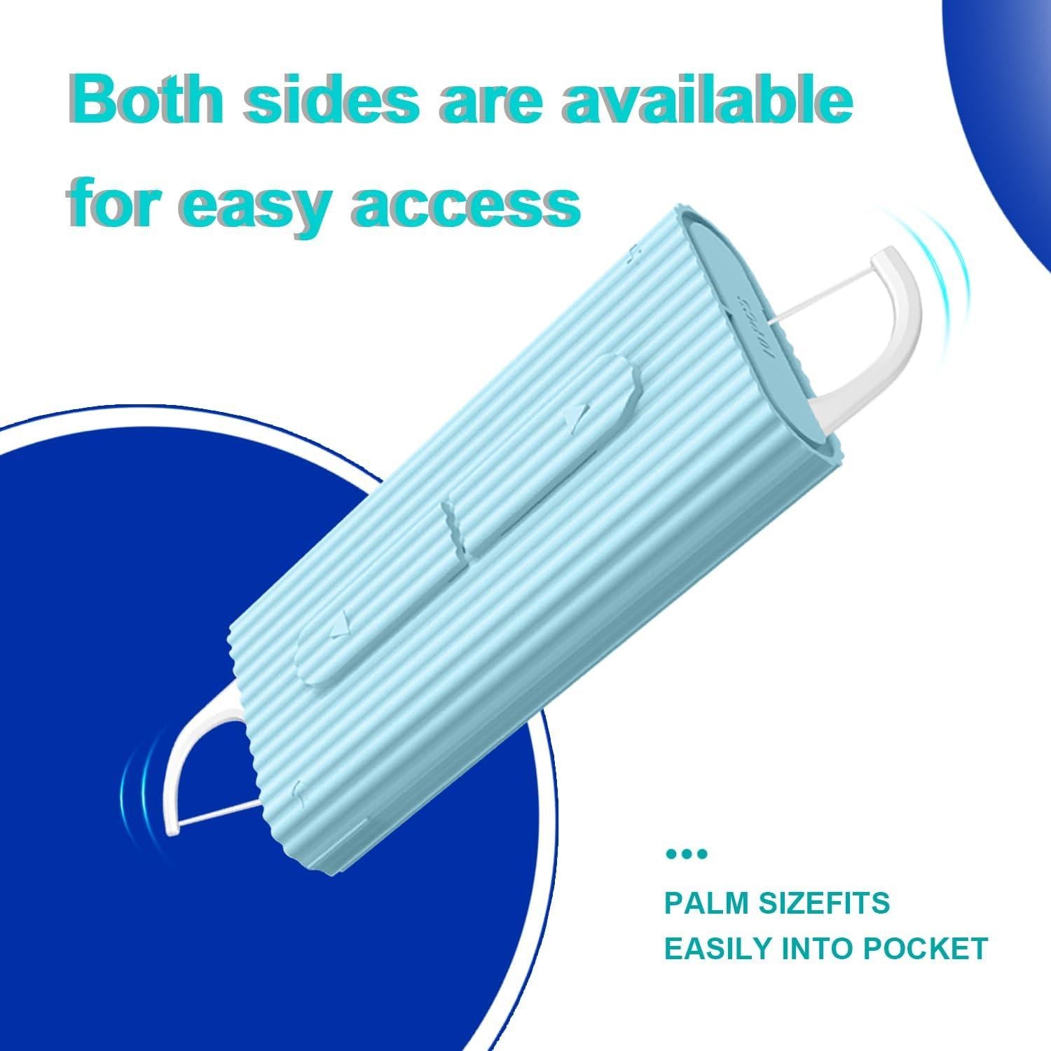 Dispensador de Hilo Dental Portátil Holy Rose Azul - 80 Palillos