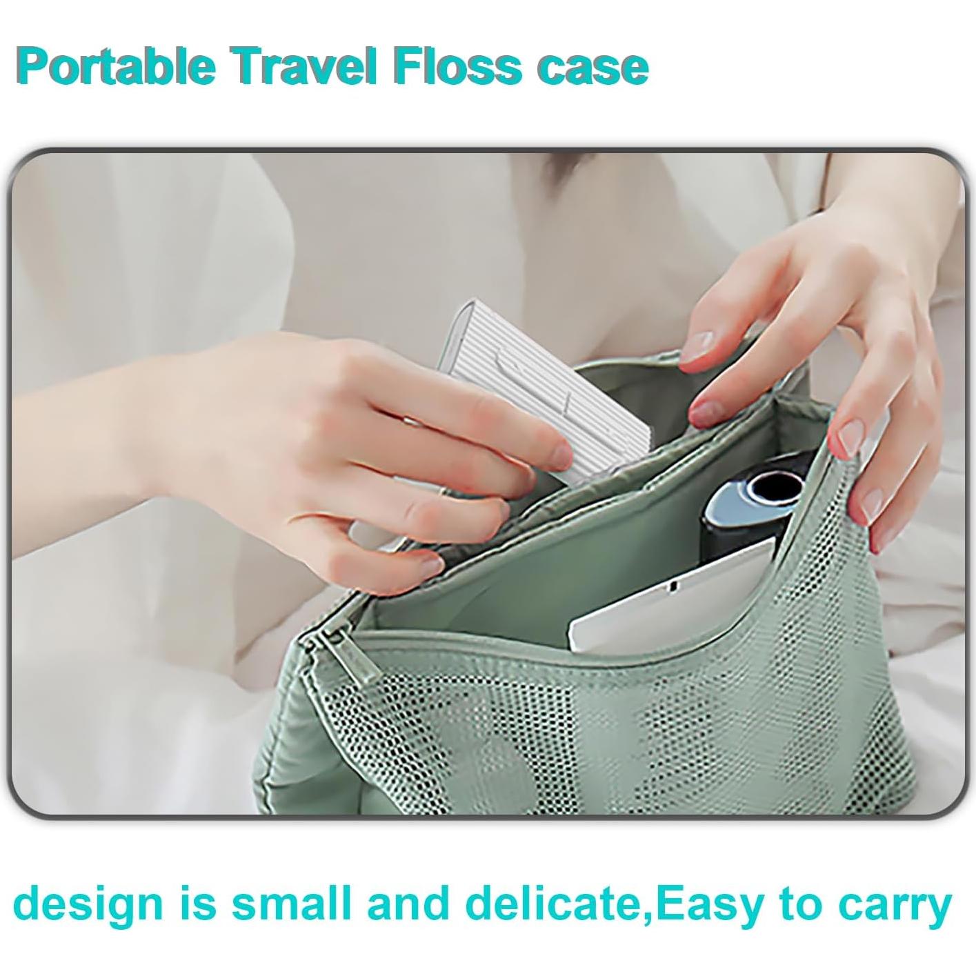 Dispensador de Hilo Dental Portátil Holy Rose Azul - 80 Palillos