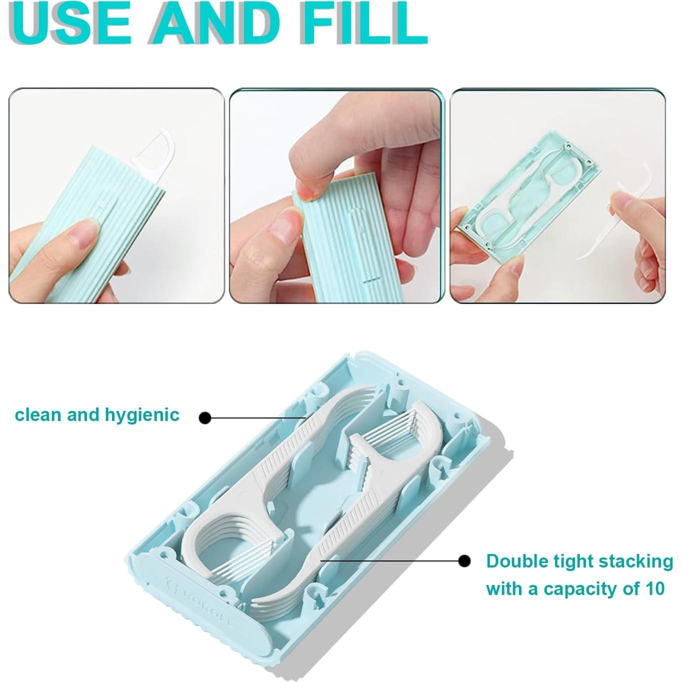 Dispensador de Hilo Dental Portátil Holy Rose Azul - 80 Palillos