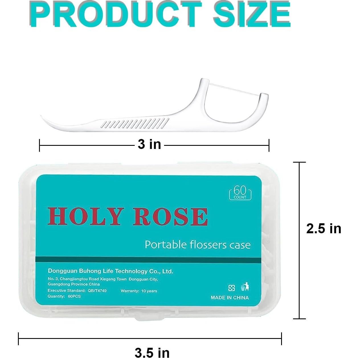 Dispensador de Hilo Dental Portátil Holy Rose Azul - 80 Palillos