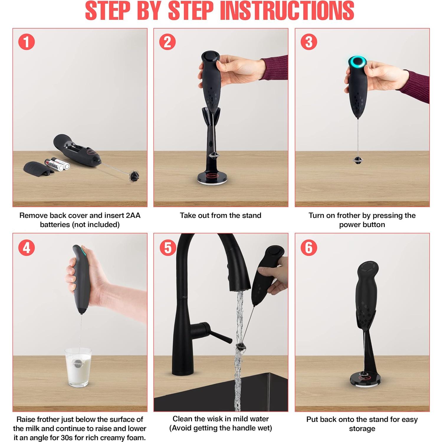 Espumador de Leche Eléctrico YOSHIFUL con Soporte Antideslizante