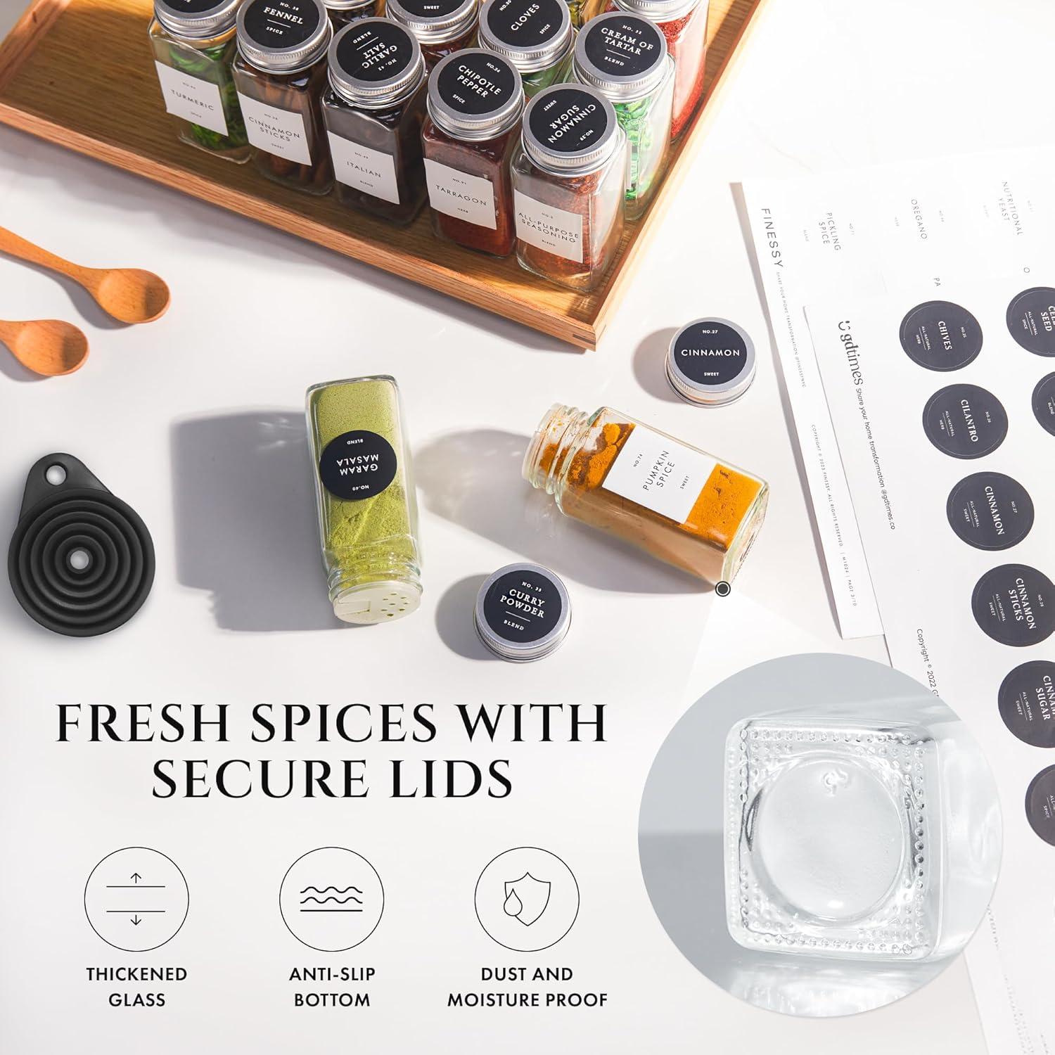 Set de Frascos de Especias de Vidrio Finessy 24 Piezas 4oz