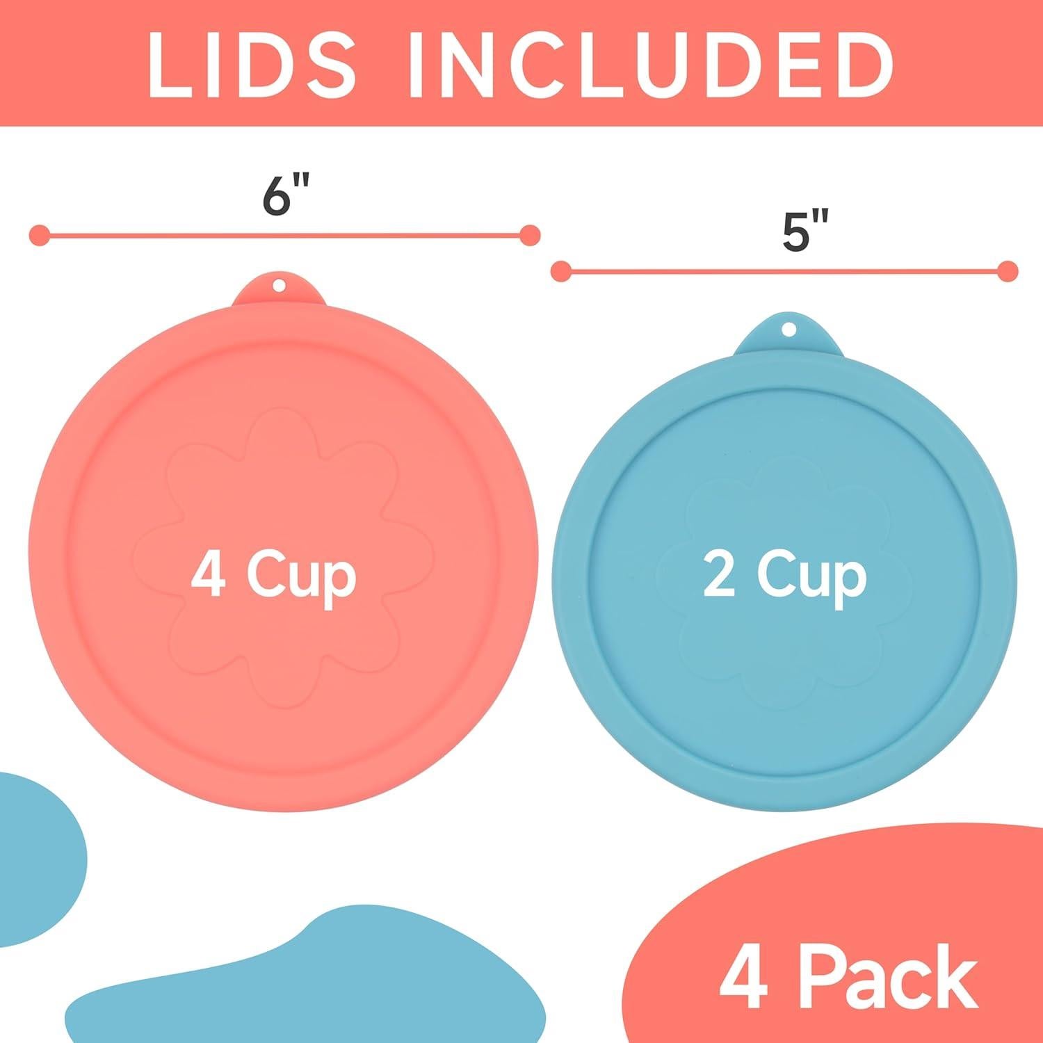 Tapa de Silicona LUVCOSY para Recipientes de Vidrio - 4 Piezas