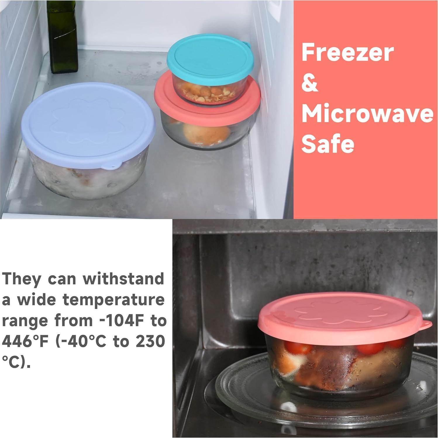 Tapa de Silicona LUVCOSY para Recipientes de Vidrio - 4 Piezas