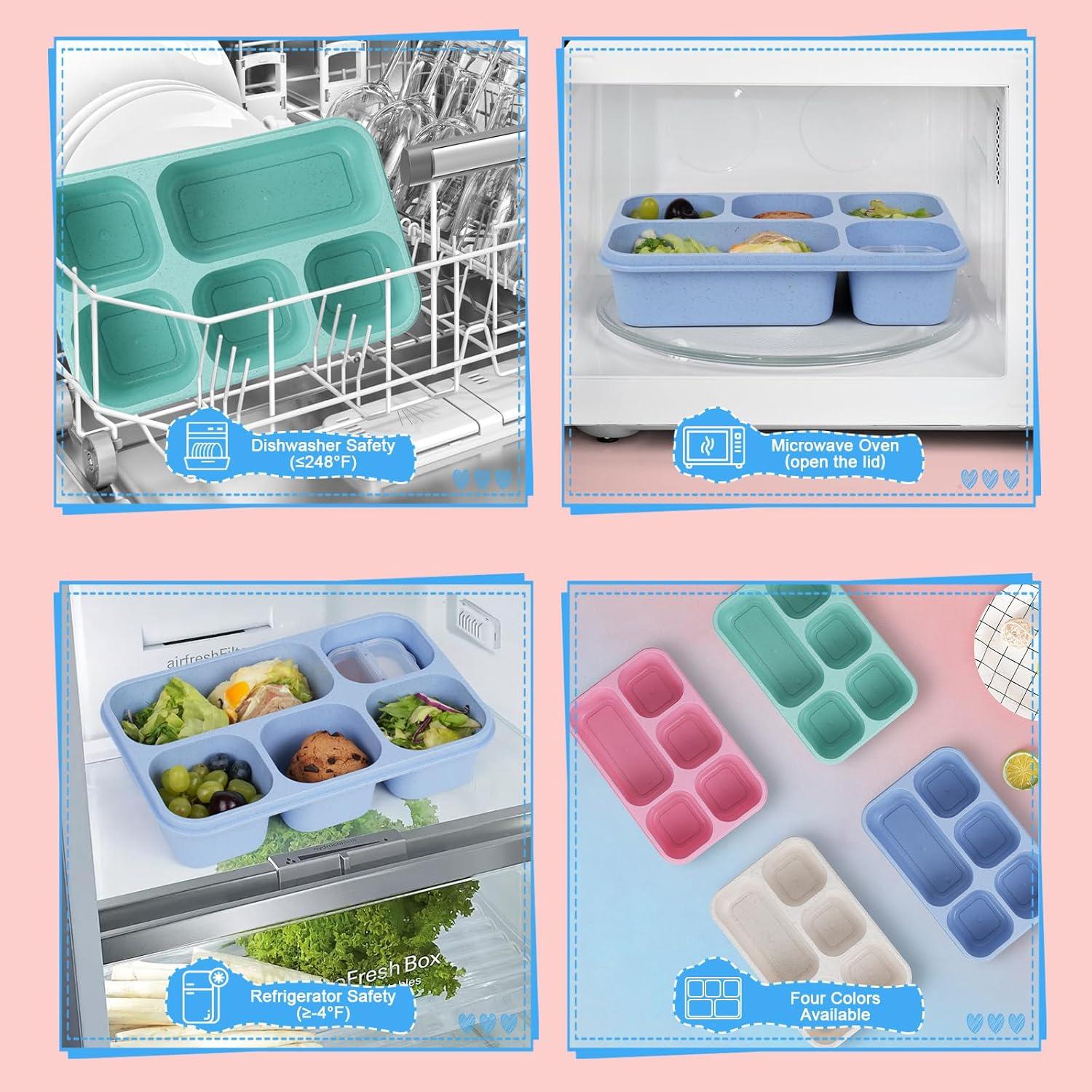 Bento Box Vantuofu 4 Pcs 5 Compartimentos Reutilizables 600ml