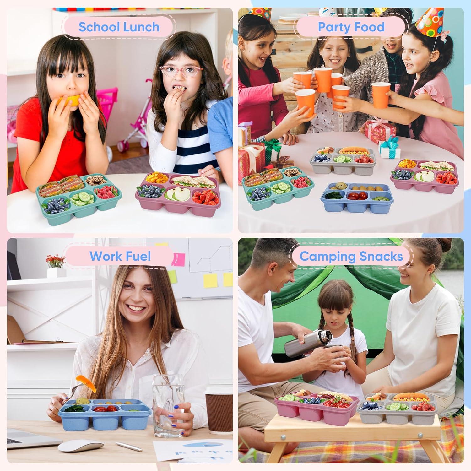 Bento Box Vantuofu 4 Pcs 5 Compartimentos Reutilizables 600ml