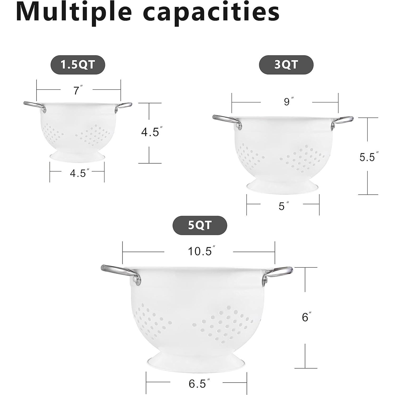 Juego de Coladores Hillbond de Metal 3 Piezas 1.5-5 Qt