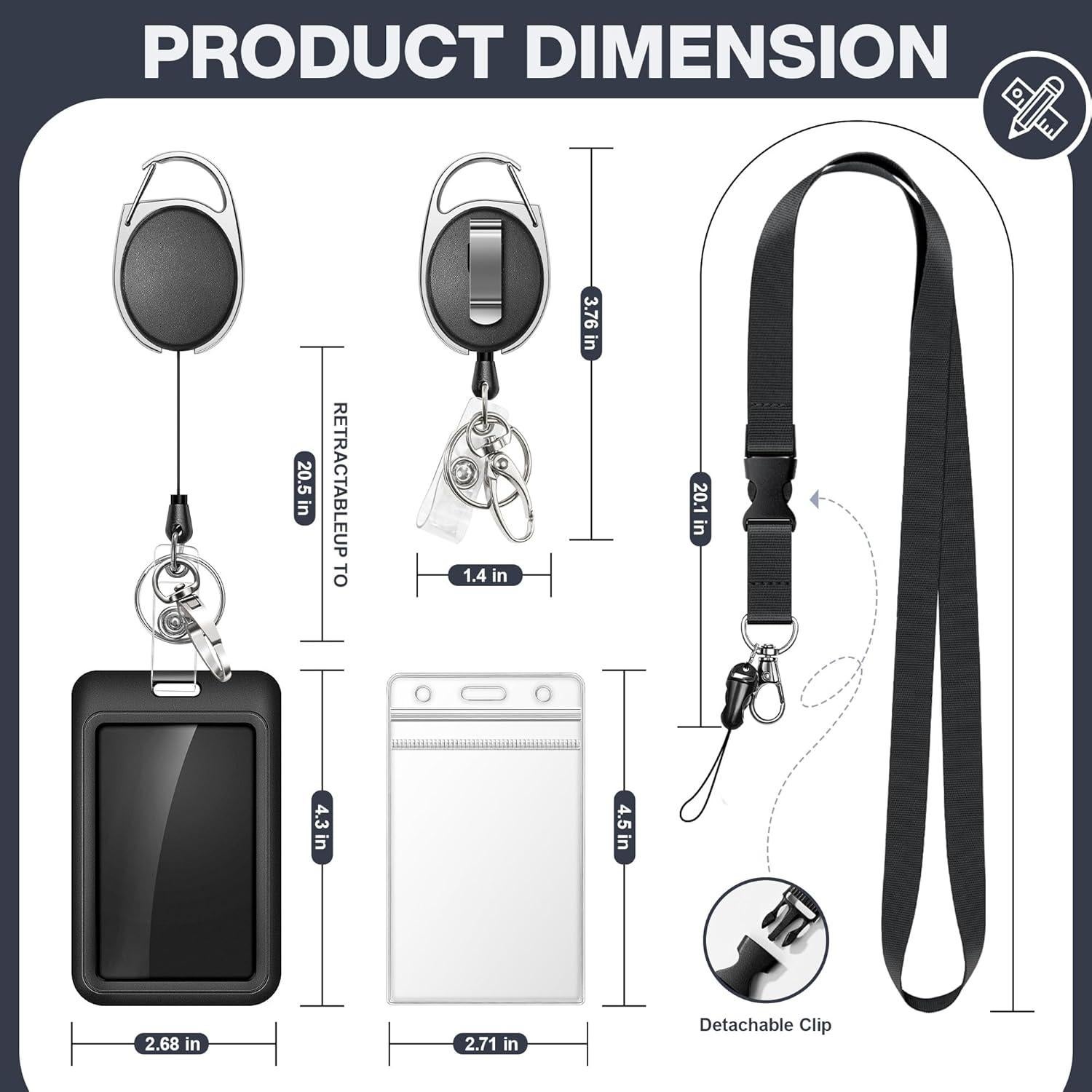 Paquete de 6 Soportes de Insignia DINALLE con Carrete Retráctil