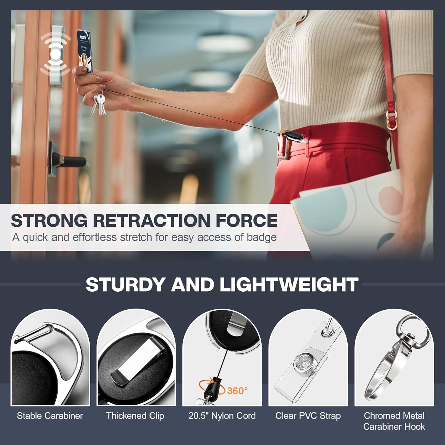 Paquete de 6 Soportes de Insignia DINALLE con Carrete Retráctil