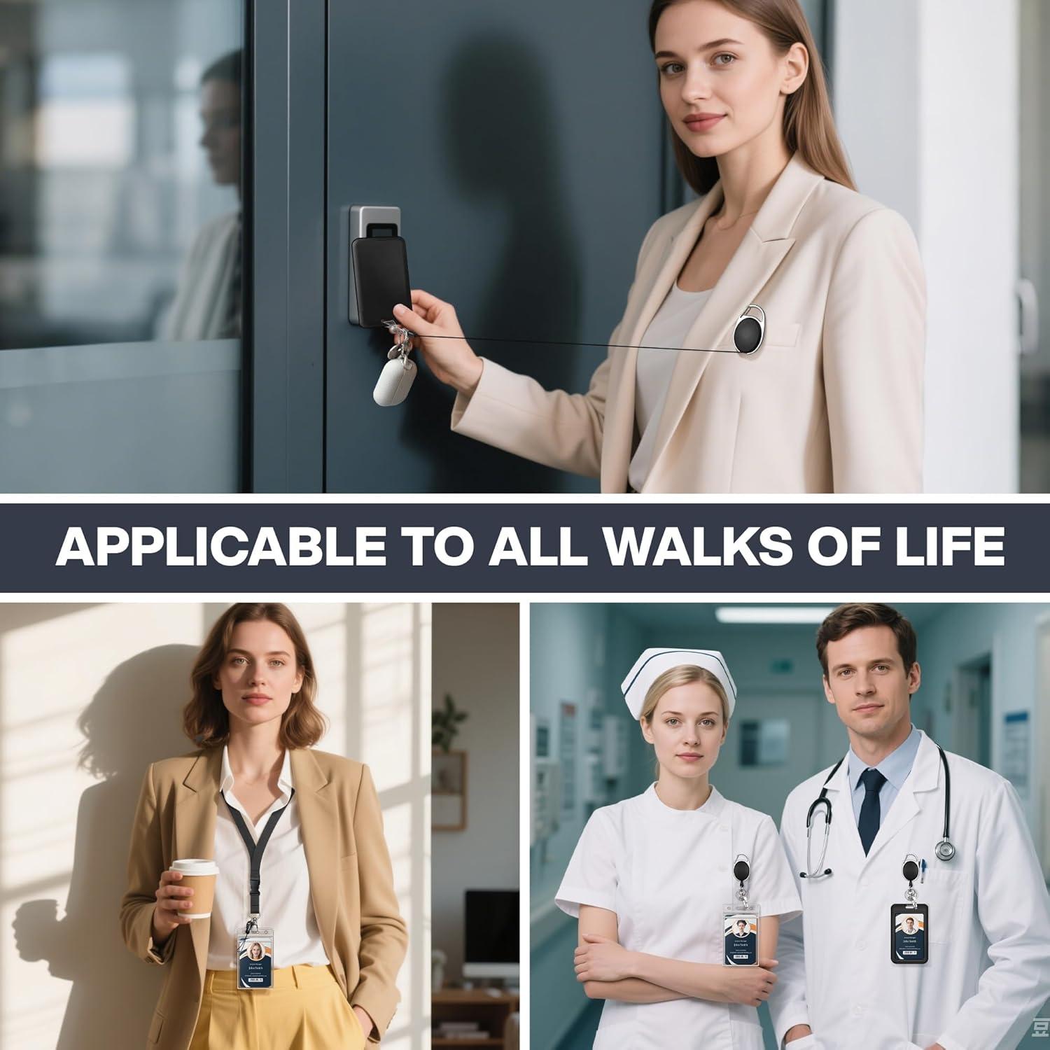 Paquete de 6 Soportes de Insignia DINALLE con Carrete Retráctil