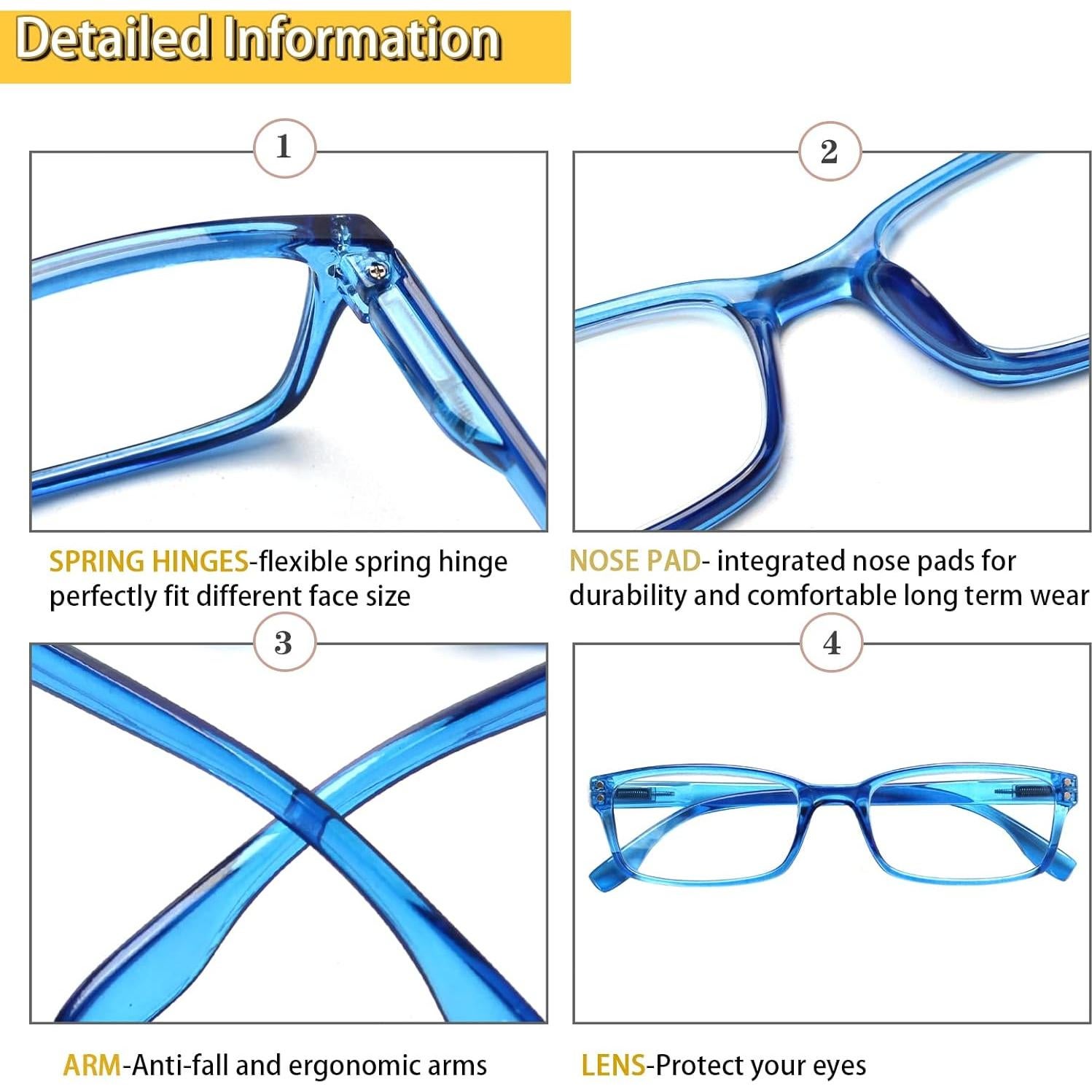 Gafas de Lectura Kerecsen 4 Paquetes Unisex 3.5 Dioptrías