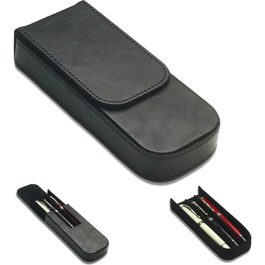 Estuche de cuero MIVLXLX para 3 bolígrafos negro