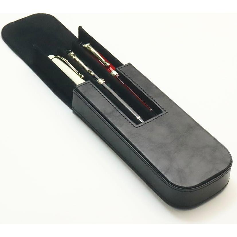 Estuche de cuero MIVLXLX para 3 bolígrafos negro