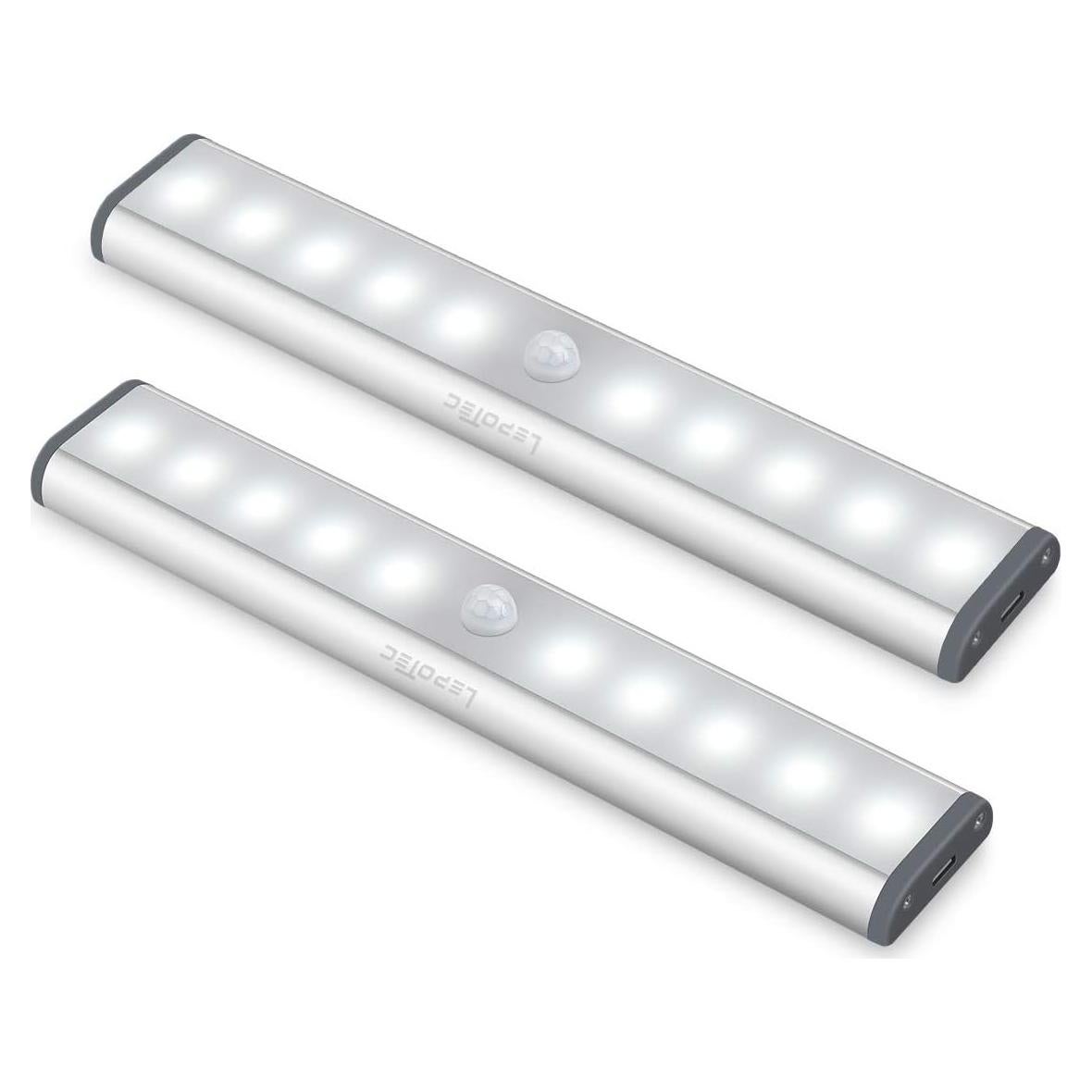 Luces LED Bajo Gabinete LEPOTEC 10-LED Recargables USB 2 Unidades