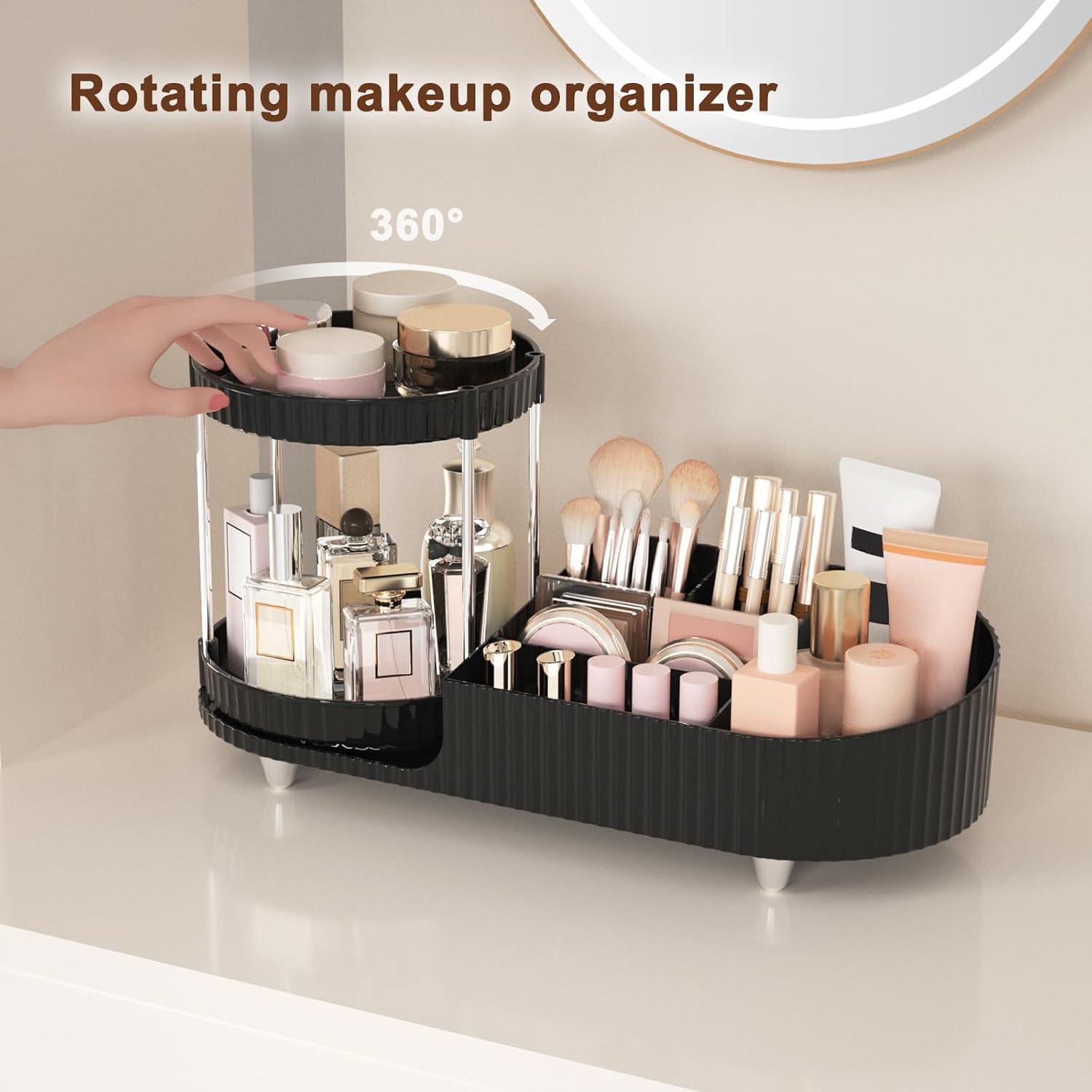 Organizador de Maquillaje Jywantful Negro 7 Compartimentos 360°