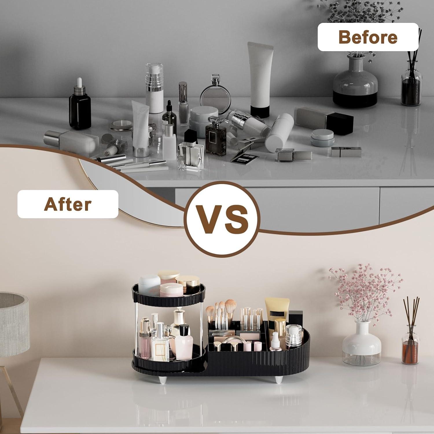 Organizador de Maquillaje Jywantful Negro 7 Compartimentos 360°