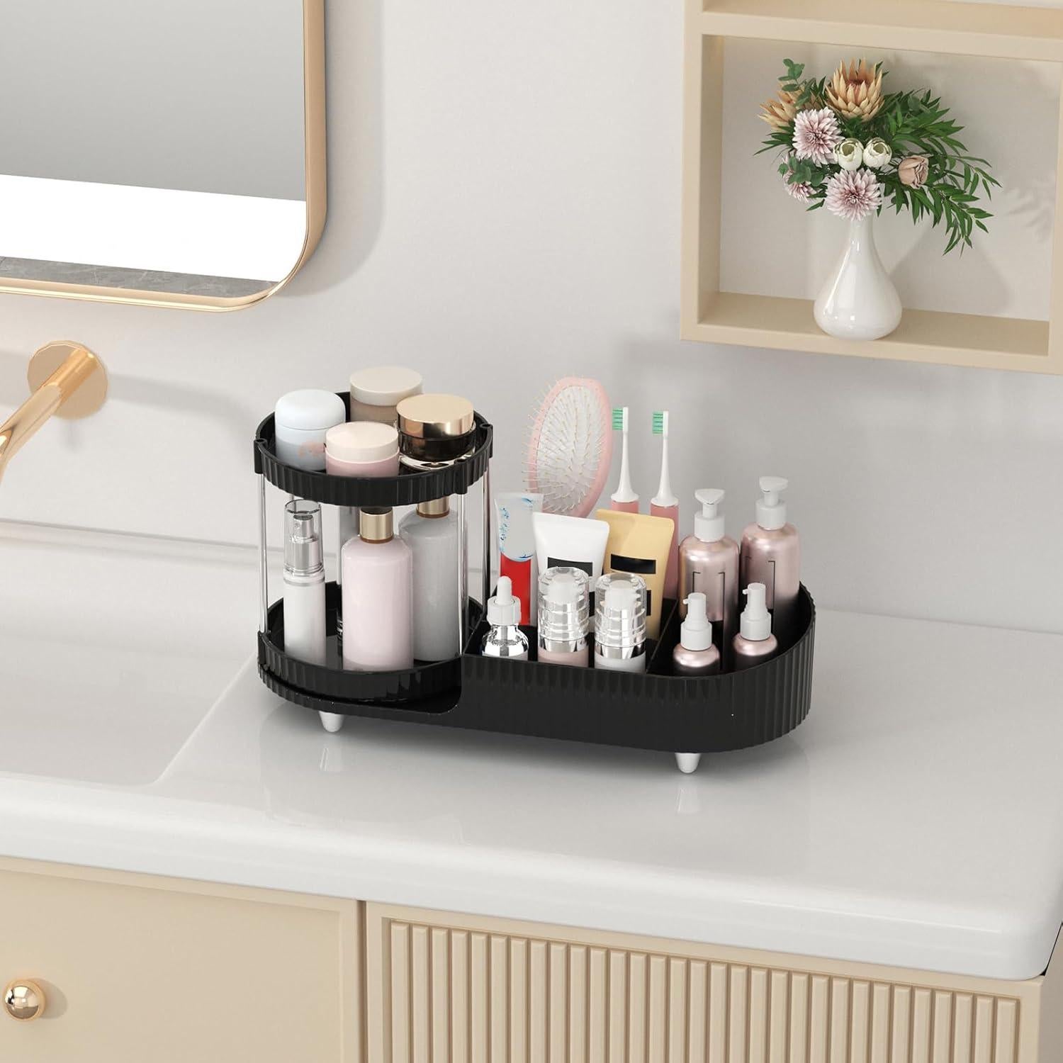 Organizador de Maquillaje Jywantful Negro 7 Compartimentos 360°