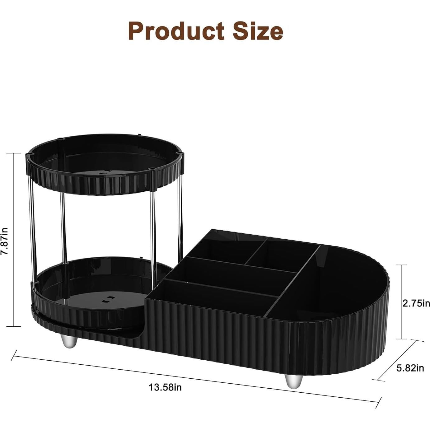 Organizador de Maquillaje Jywantful Negro 7 Compartimentos 360°