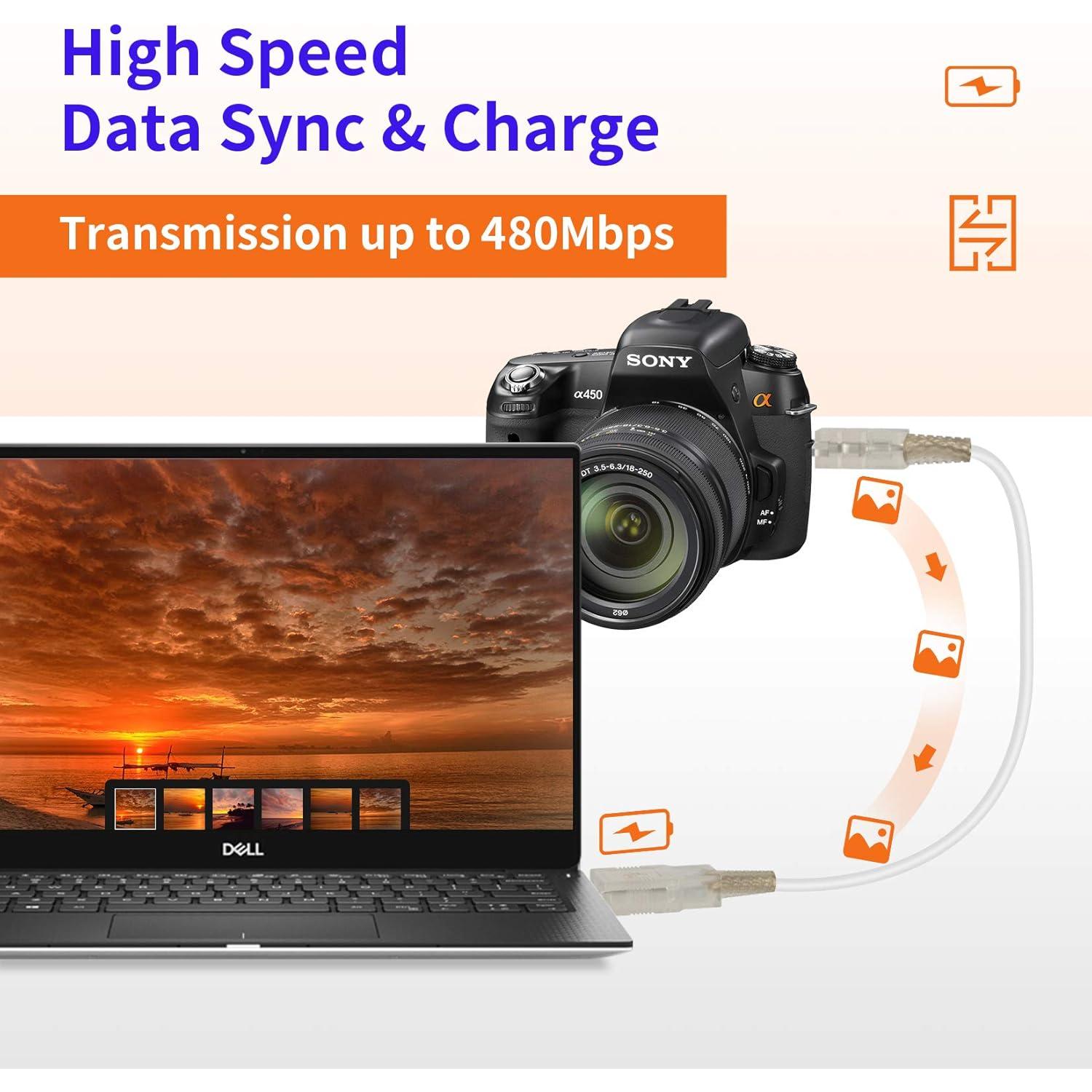 Cable USB 2.0 BolAAzuL Mini B 5 Pines 19cm Paquete de 5