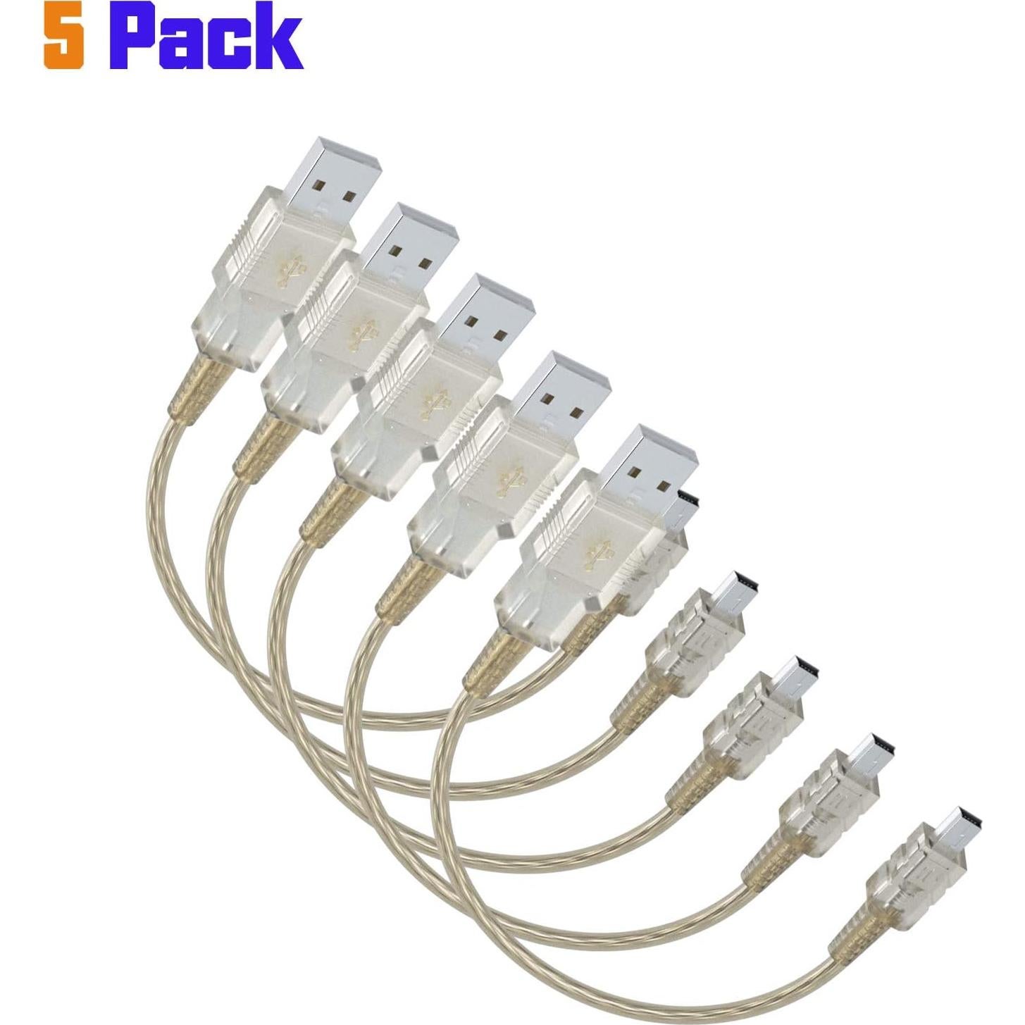 Cable USB 2.0 BolAAzuL Mini B 5 Pines 19cm Paquete de 5