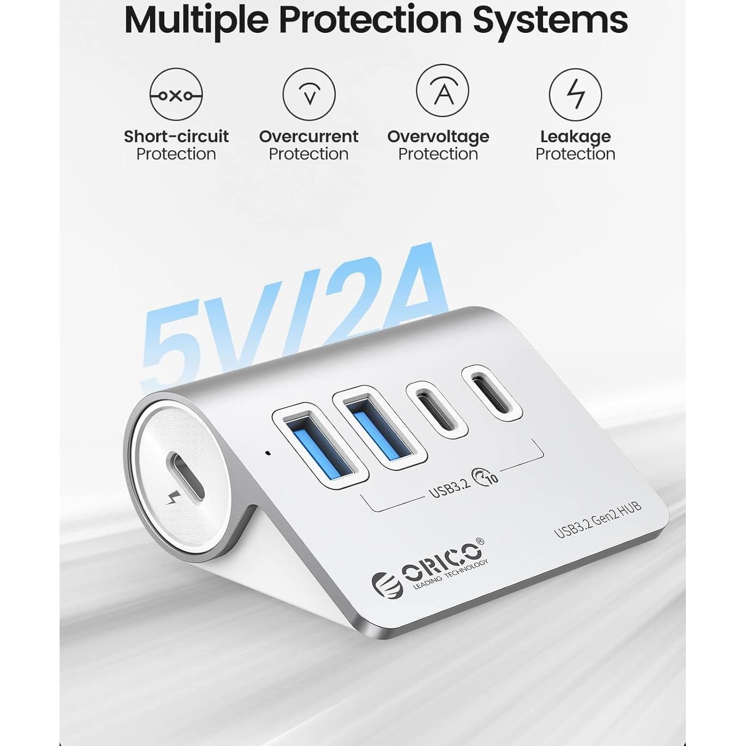 Hub USB 3.2 Gen 2 ORICO 4 Puertos 10Gbps Aluminio