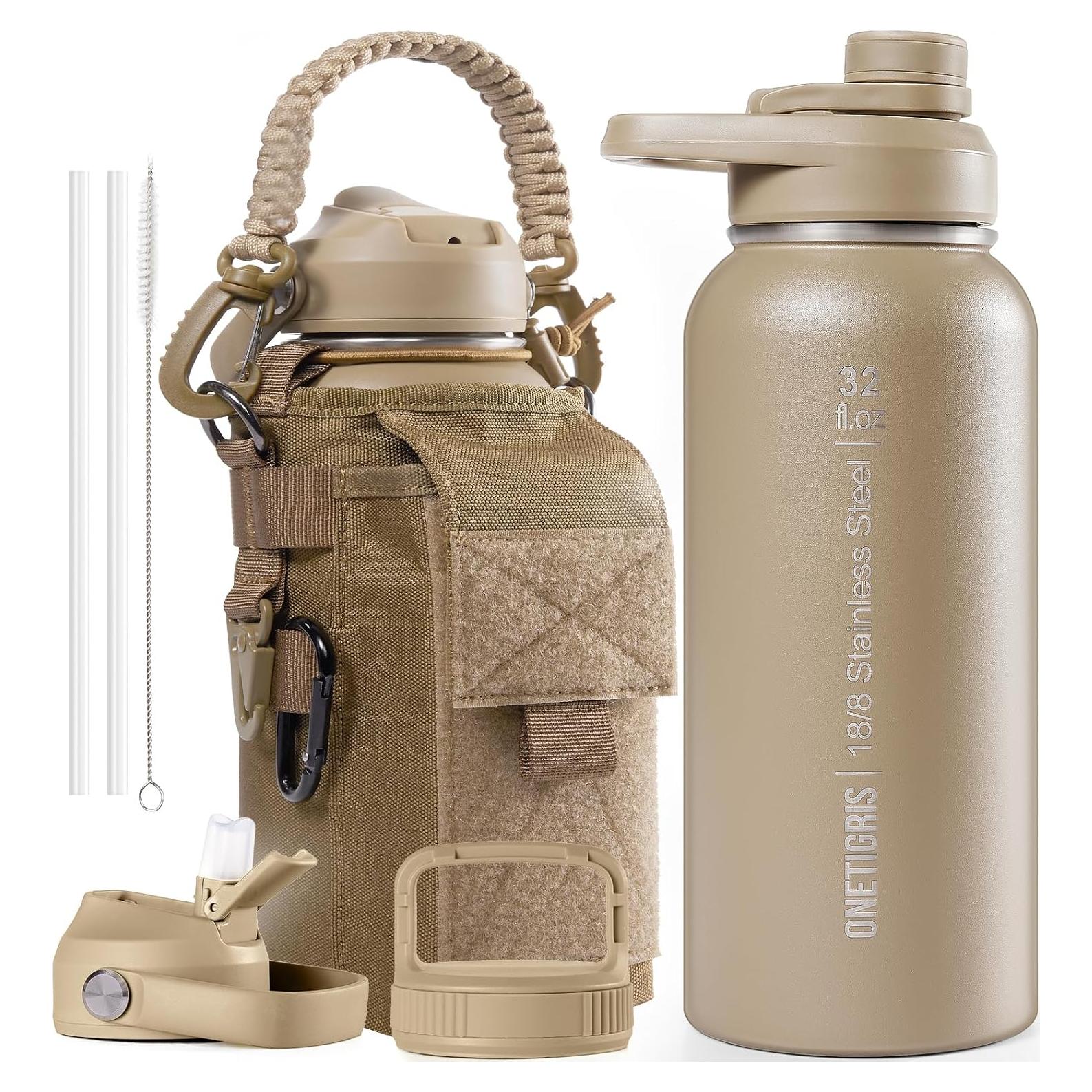 Botella de Agua Aislada OneTigris 0.91L con 3 Tapas