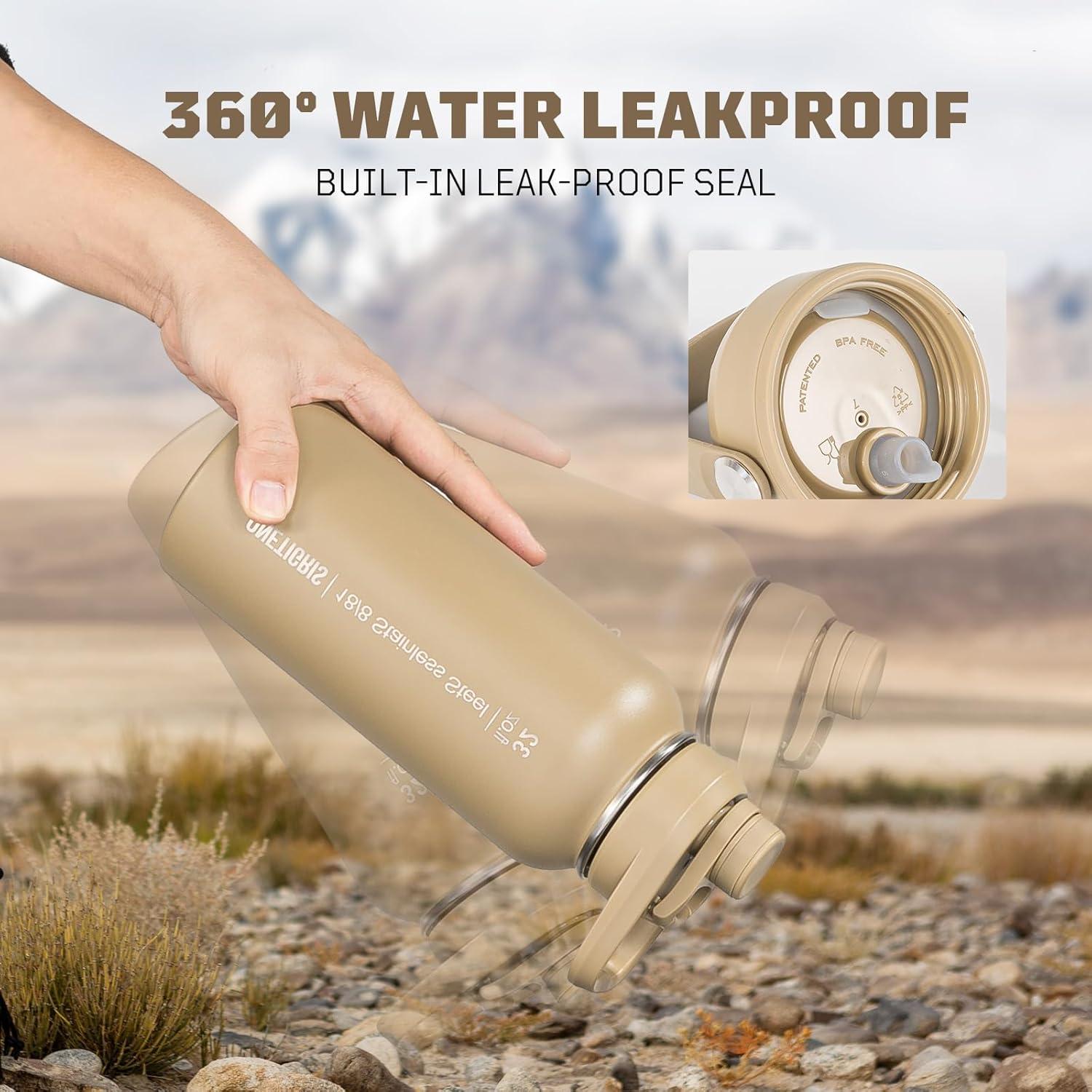 Botella de Agua Aislada OneTigris 0.91L con 3 Tapas